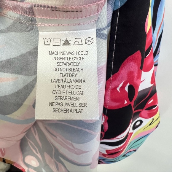 Hale Bob Elbise maxi Dress XS Tropical Floral Tiered Bow Button Down Colorful - Picture 6 of 15